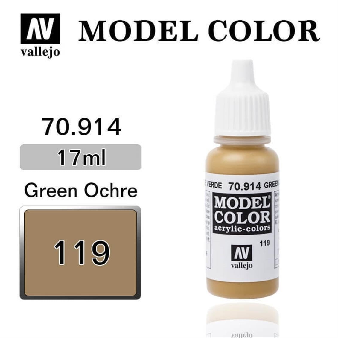 Vallejo 70914 18 ml. (119) Green Ochre-Matt, Model Color Serisi Model Boyası