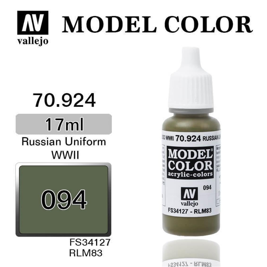 Vallejo 70924 18 ml. (94) Russian Uniform WWII, Model Color Serisi Model Boyası