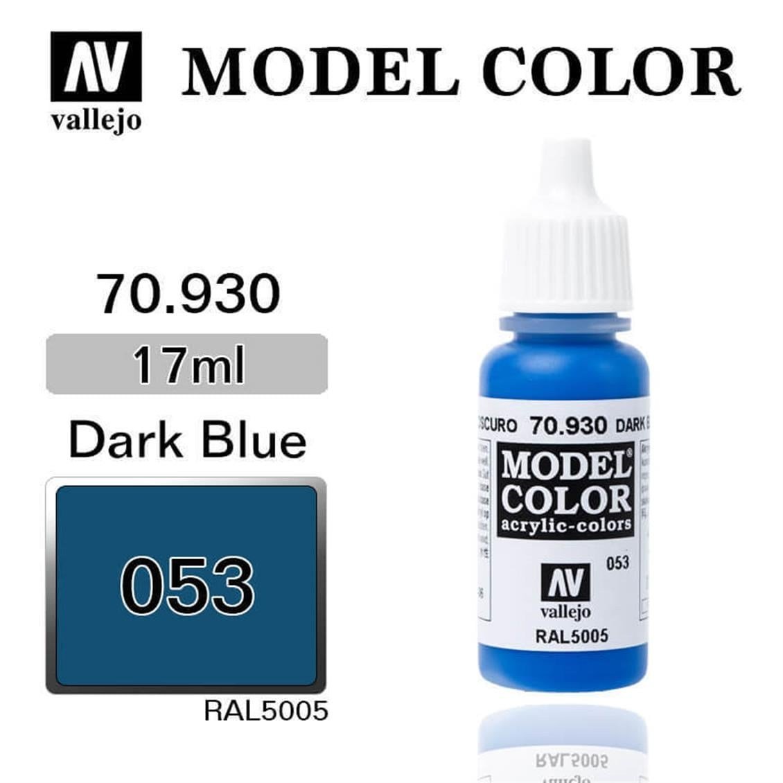 Vallejo 70930 18 ml. (53) Dark Blue-Matt, Model Color Serisi Model Boyası