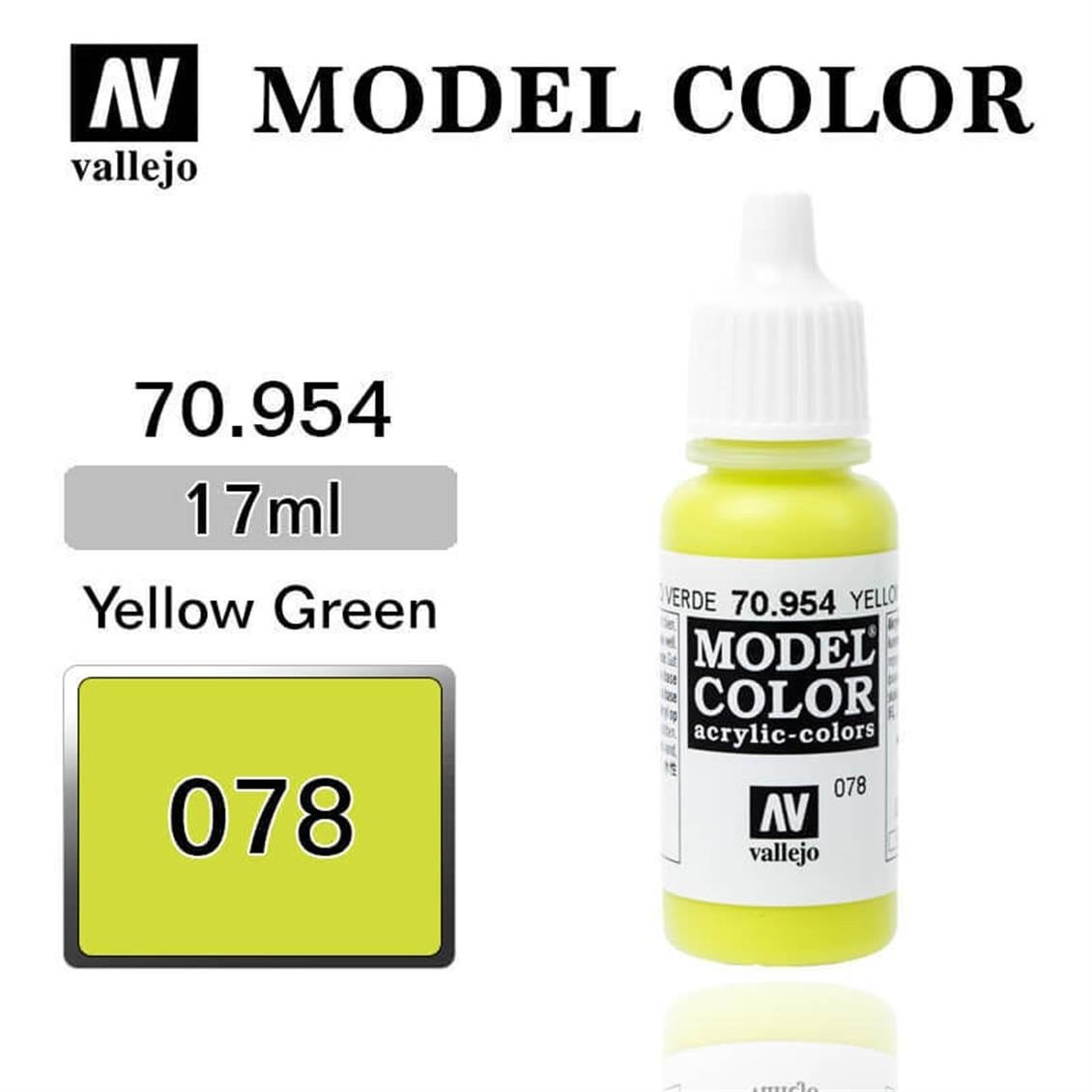 Vallejo 70954 18 ml. (78) Yellow Green-Matt, Model Color Serisi Model Boyası