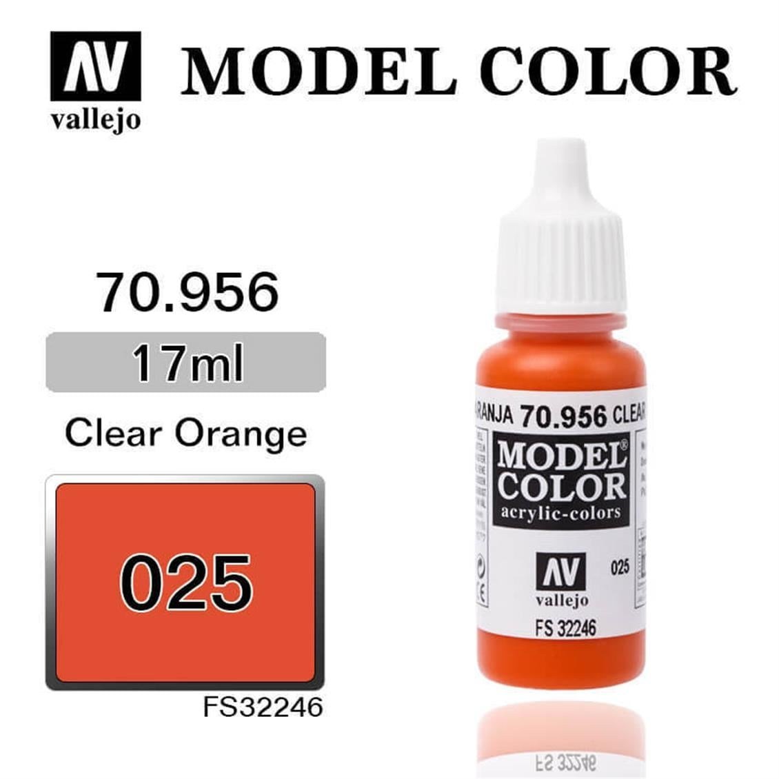 Vallejo 70956 18 ml. (25) Clear Orange-Matt, Model Color Serisi Model Boyası