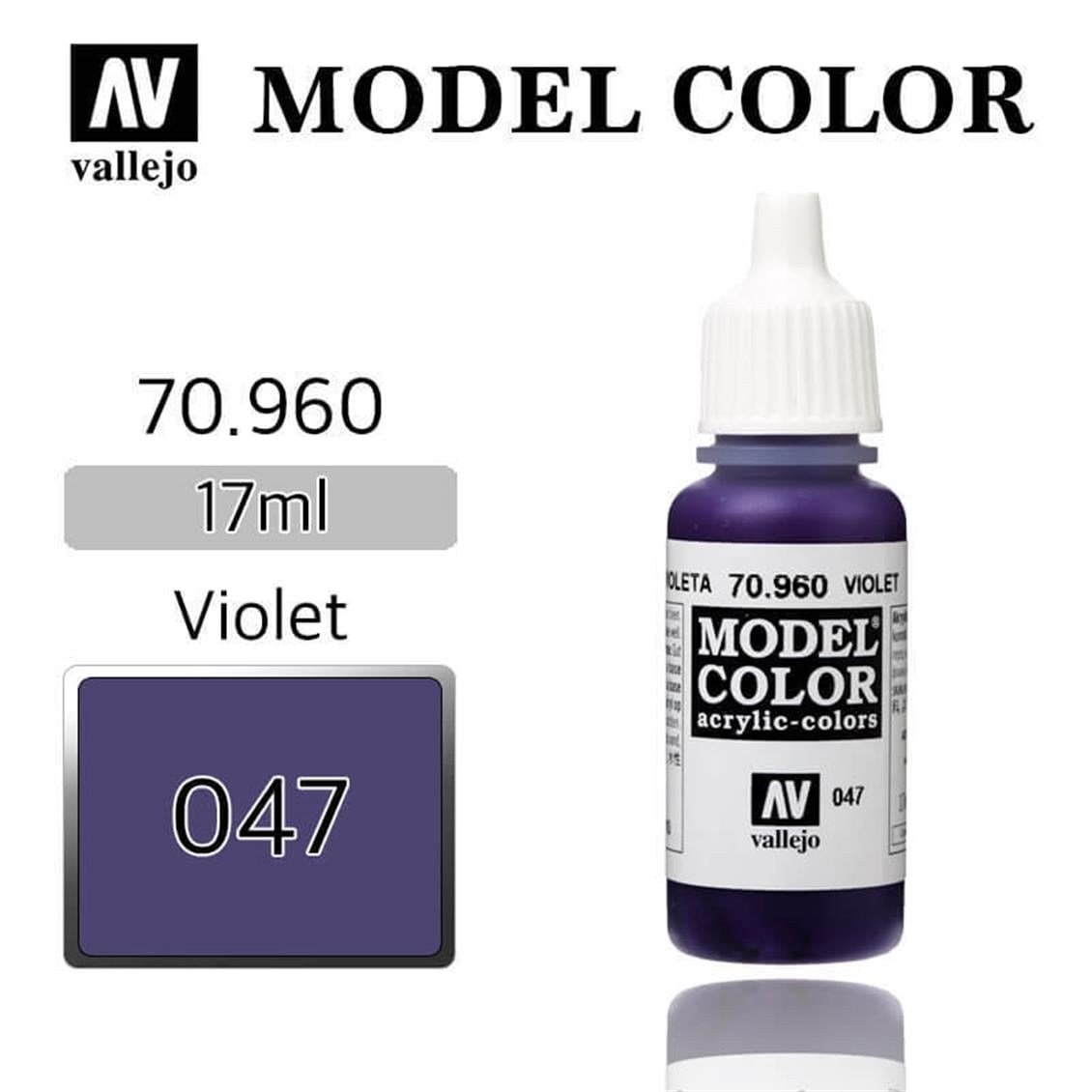 Vallejo 70960 18 ml. (47) Violet-Matt, Model Color Serisi Model Boyası
