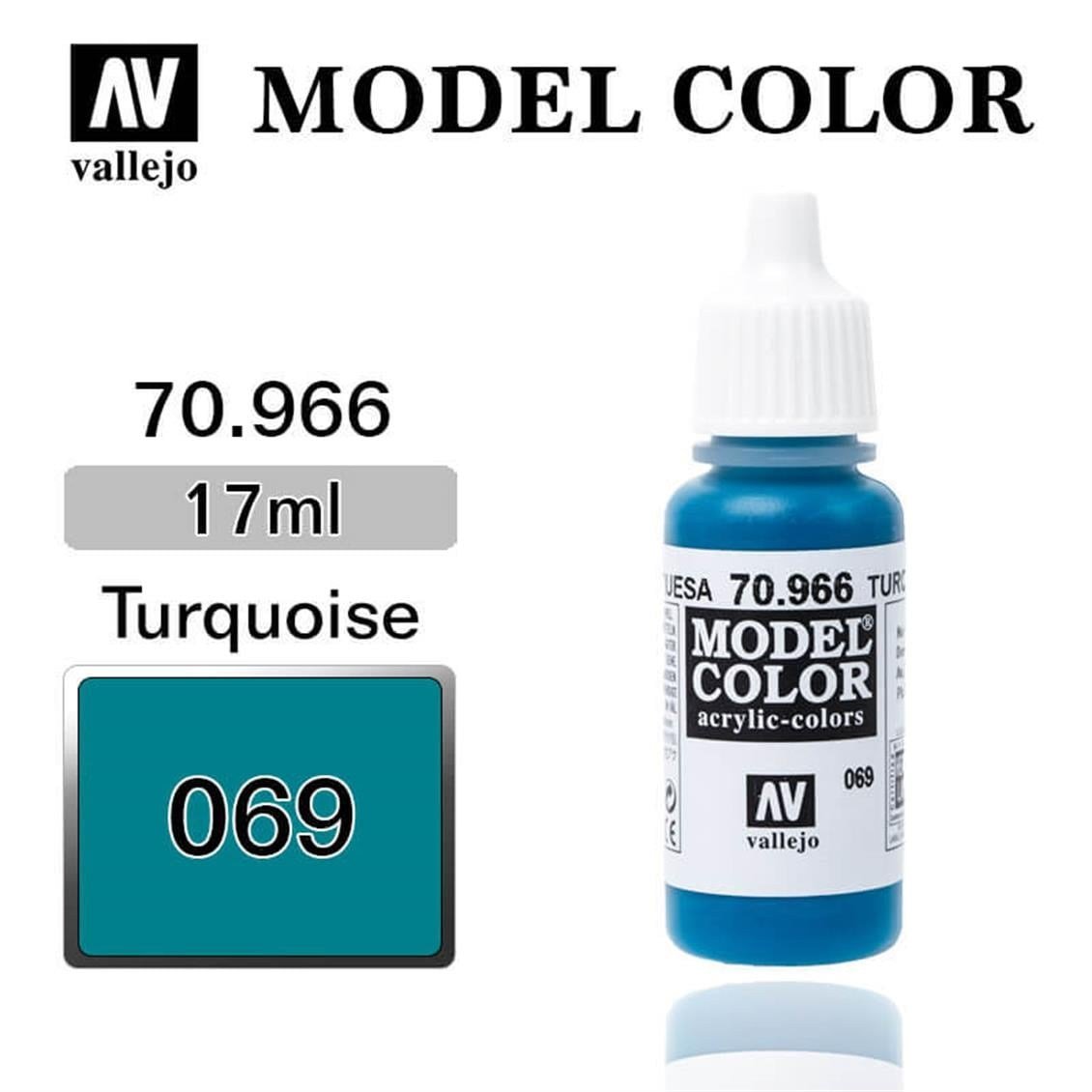 Vallejo 70966 18 ml. (69) Turquoise-Matt, Model Color Serisi Model Boyası