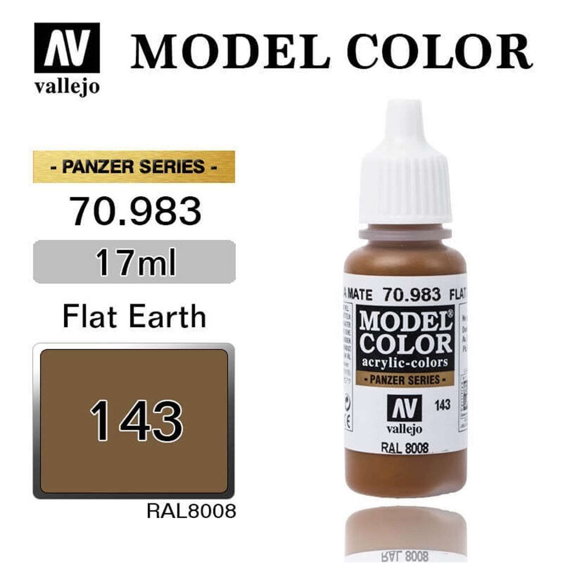 Vallejo 70983 18 ml. (143) Flat Earth-Matt, Model Color Serisi Model Boyası