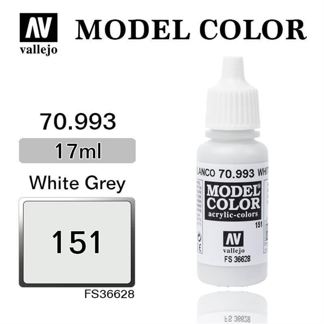 Vallejo 70993 18 ml. (151) White Grey-Matt, Model Color Serisi Model Boyası