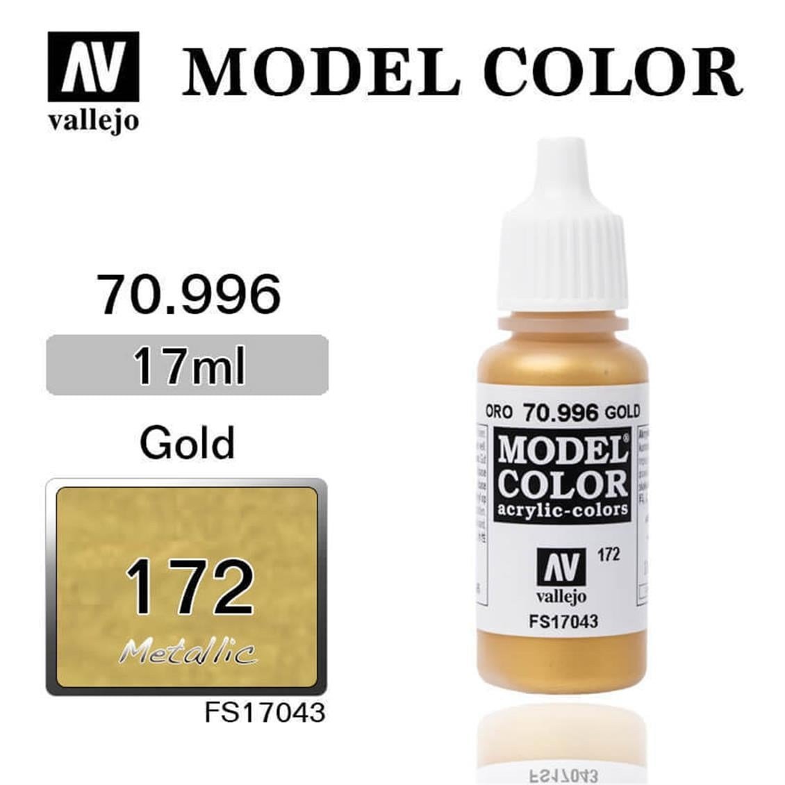 Vallejo 70996 18 ml. (172) Gold-Metallic, Model Color Serisi Model Boyası