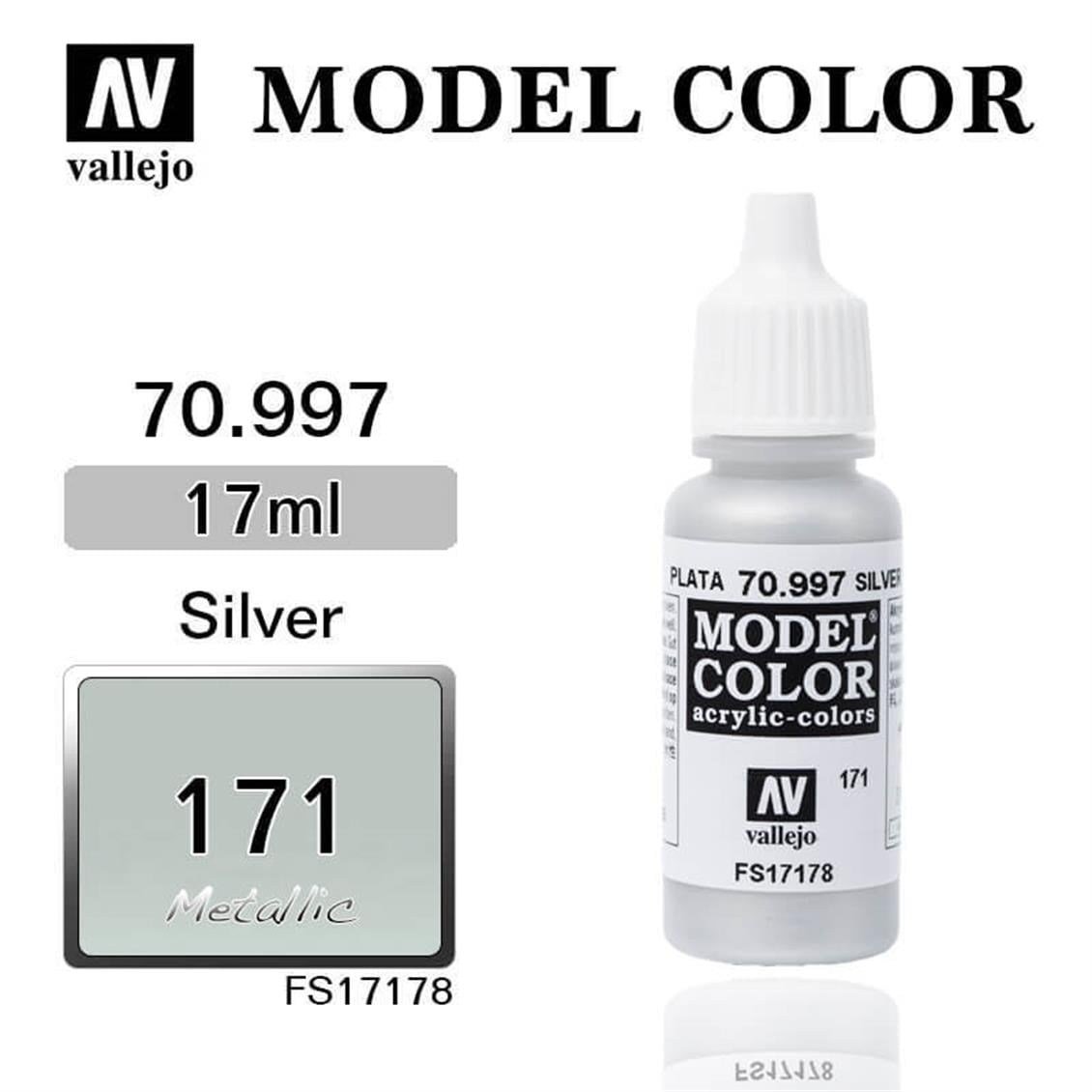 Vallejo 70997 18 ml. (171) Silver-Metallic, Model Color Serisi Model Boyası