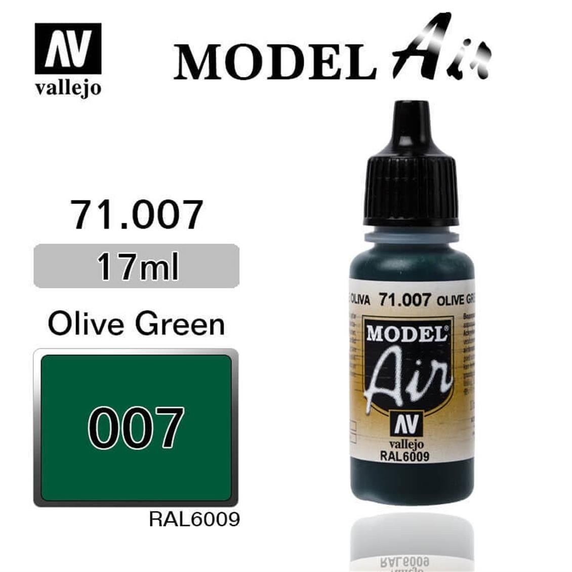 Vallejo 71007 18 ml. Olive Green, Model Air Serisi Model Boyası