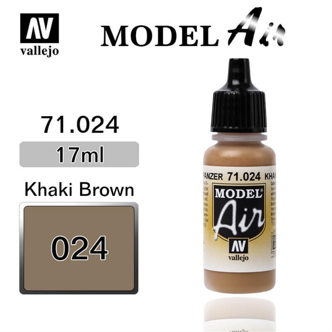 Vallejo 71024 18 ml. Khaki Brown, Model Air Serisi Model Boyası