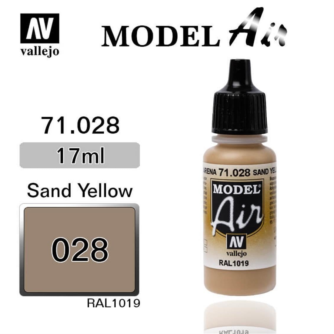 Vallejo 71028 18 ml. Sand Yellow, Model Air Serisi Model Boyası