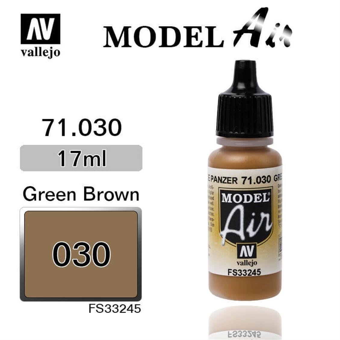 Vallejo 71030 18 ml. Brown Green, Model Air Serisi Model Boyası