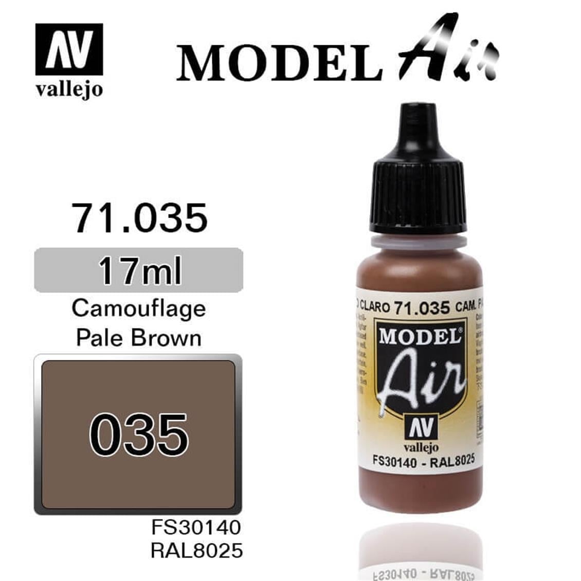 Vallejo 71035 18 ml. Camouflage Pale Brown, Model Air Serisi Model Boyası