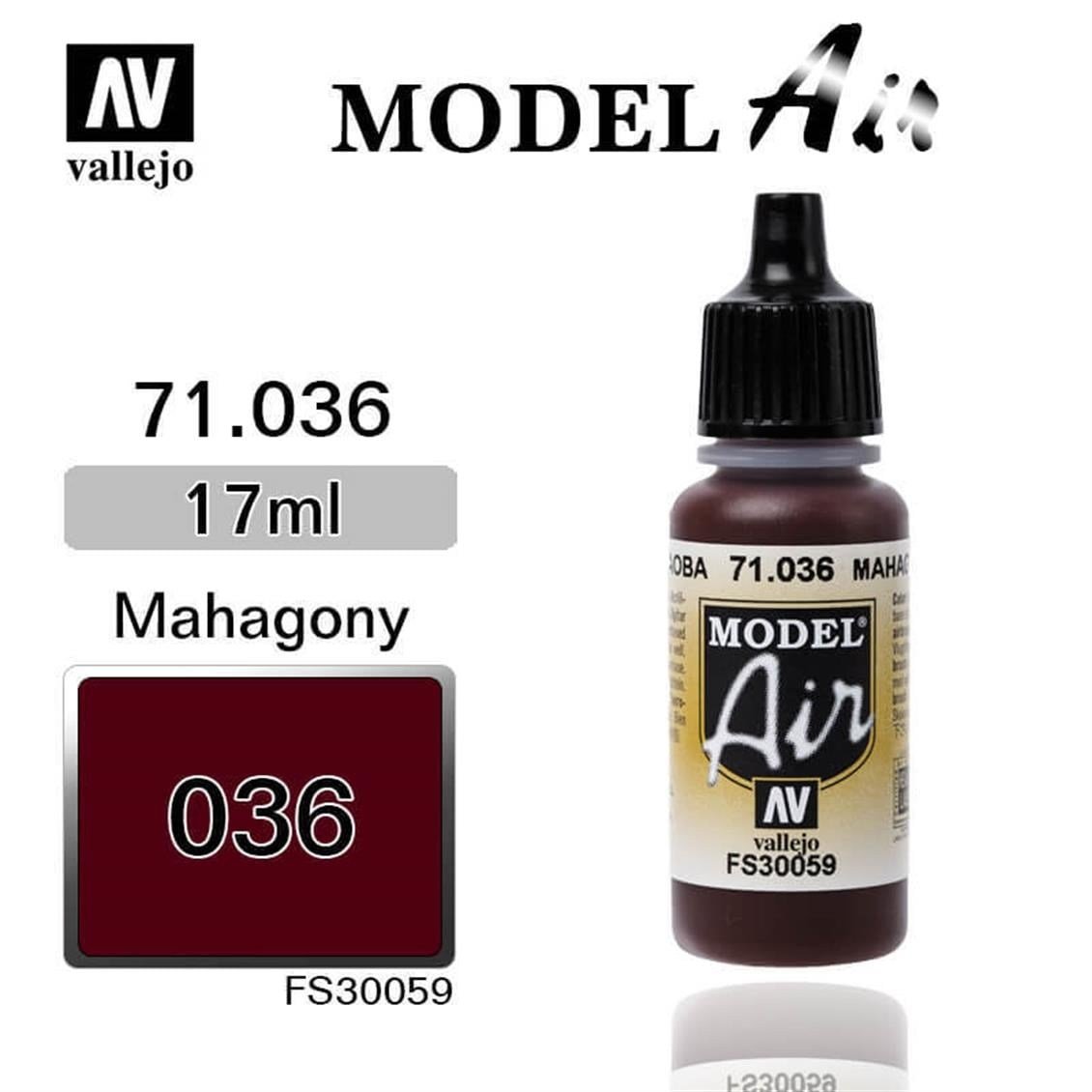 Vallejo 71036 18 ml. Mahagony, Model Air Serisi Model Boyası