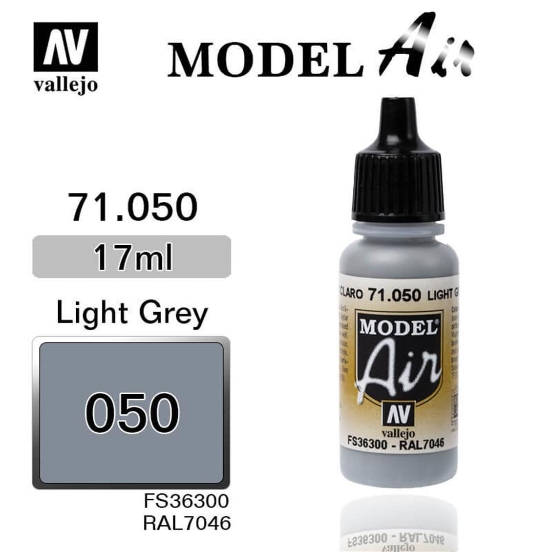 Vallejo 71050 18 ml. Light Grey, Model Air Serisi Model Boyası