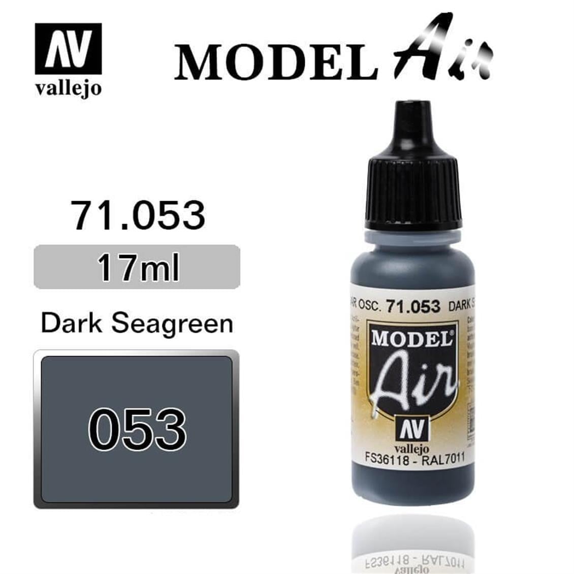 Vallejo 71053 18 ml. Dark Sea Gray, Model Air Serisi Model Boyası