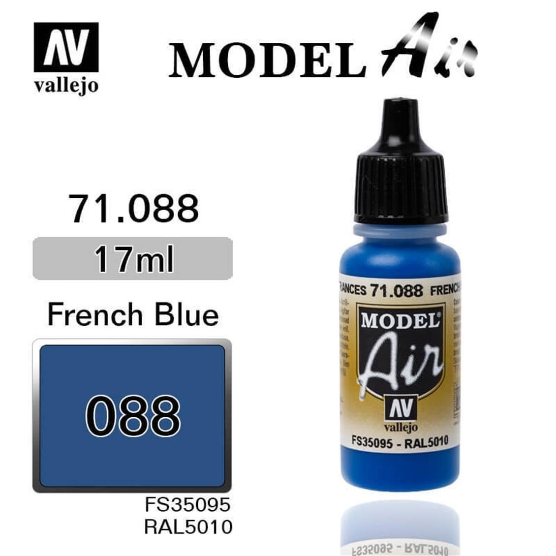 Vallejo 71088 18 ml. French Blue, Model Air Serisi Model Boyası