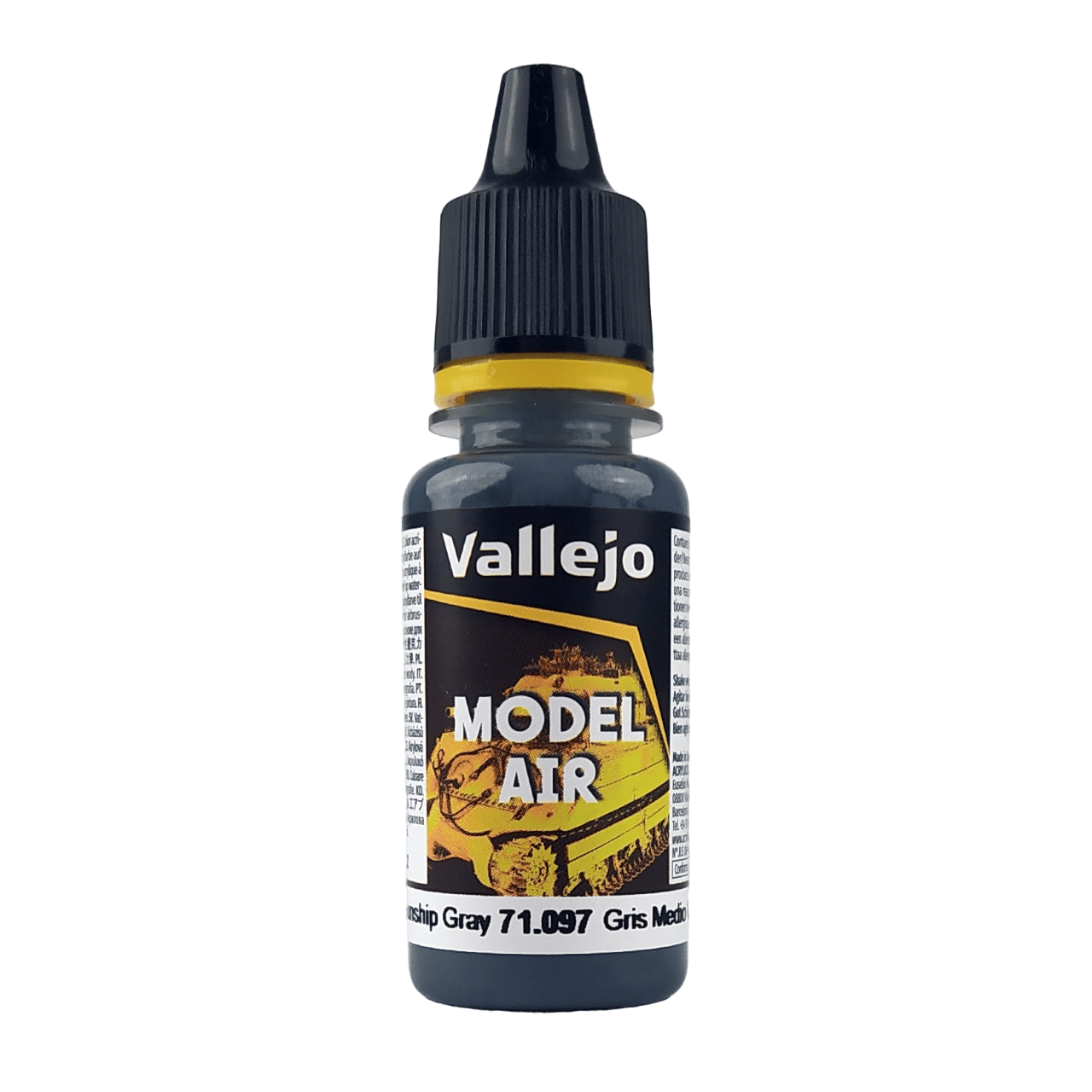 Vallejo 71097 18 ml. Medium Gunship Gray, Model Air Serisi Model Boyası