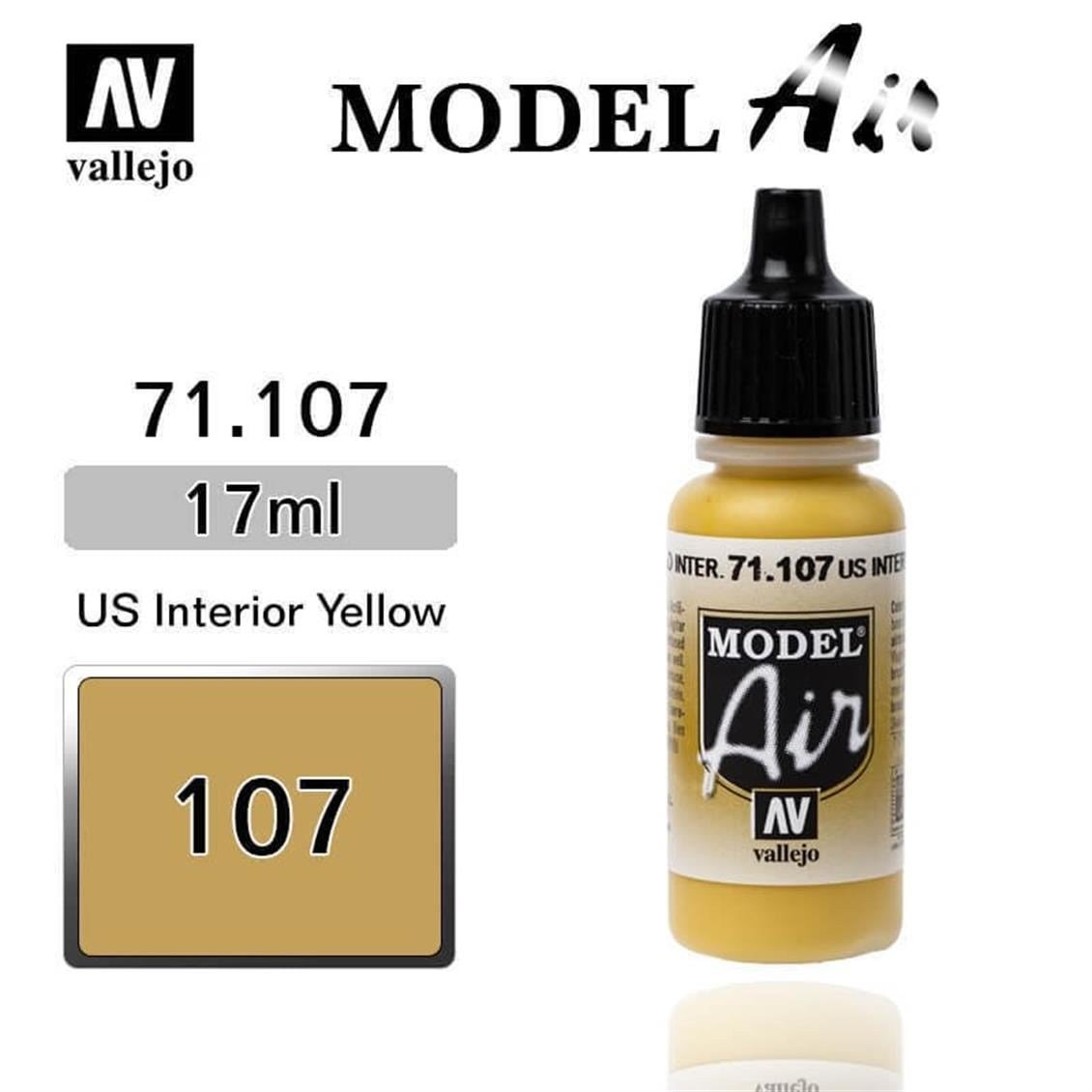Vallejo 71107 18 ml. US Interior Yellow, Model Air Serisi Model Boyası