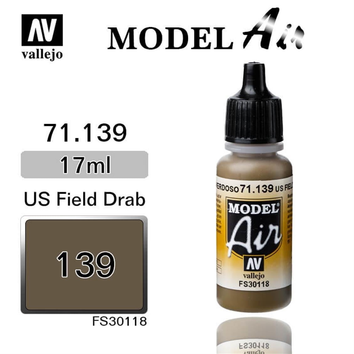 Vallejo 71139 18 ml. US Field Drab, Model Air Serisi Model Boyası