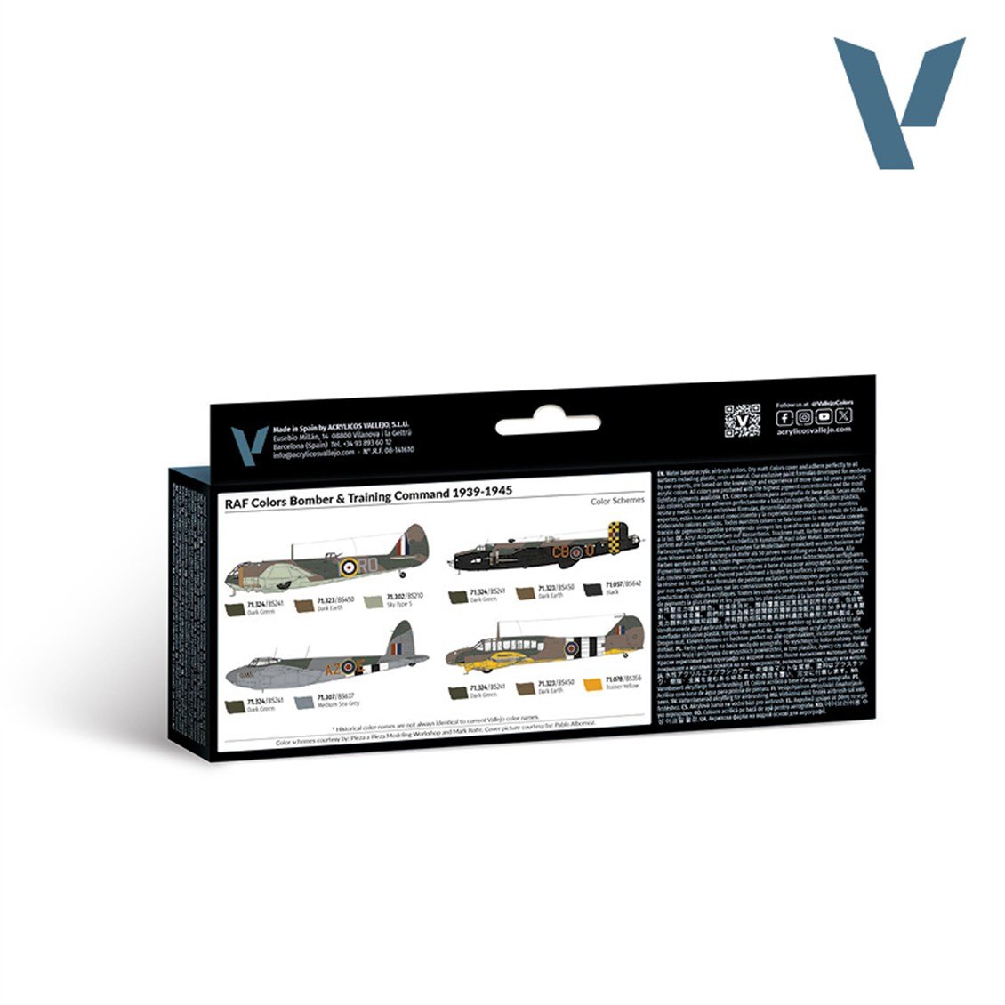 Vallejo 71145 8x18 ml. RAF colors Bomber & Training Air Command 1939-1945, Model Air Serisi Model Boyası Seti