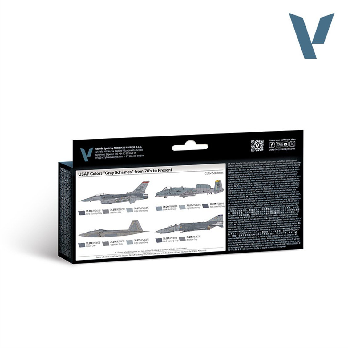 Vallejo 71156 8x18 ml. USAF colors (Grey Schemes) from 70’s to present, Model Air Serisi Model Boyası Seti