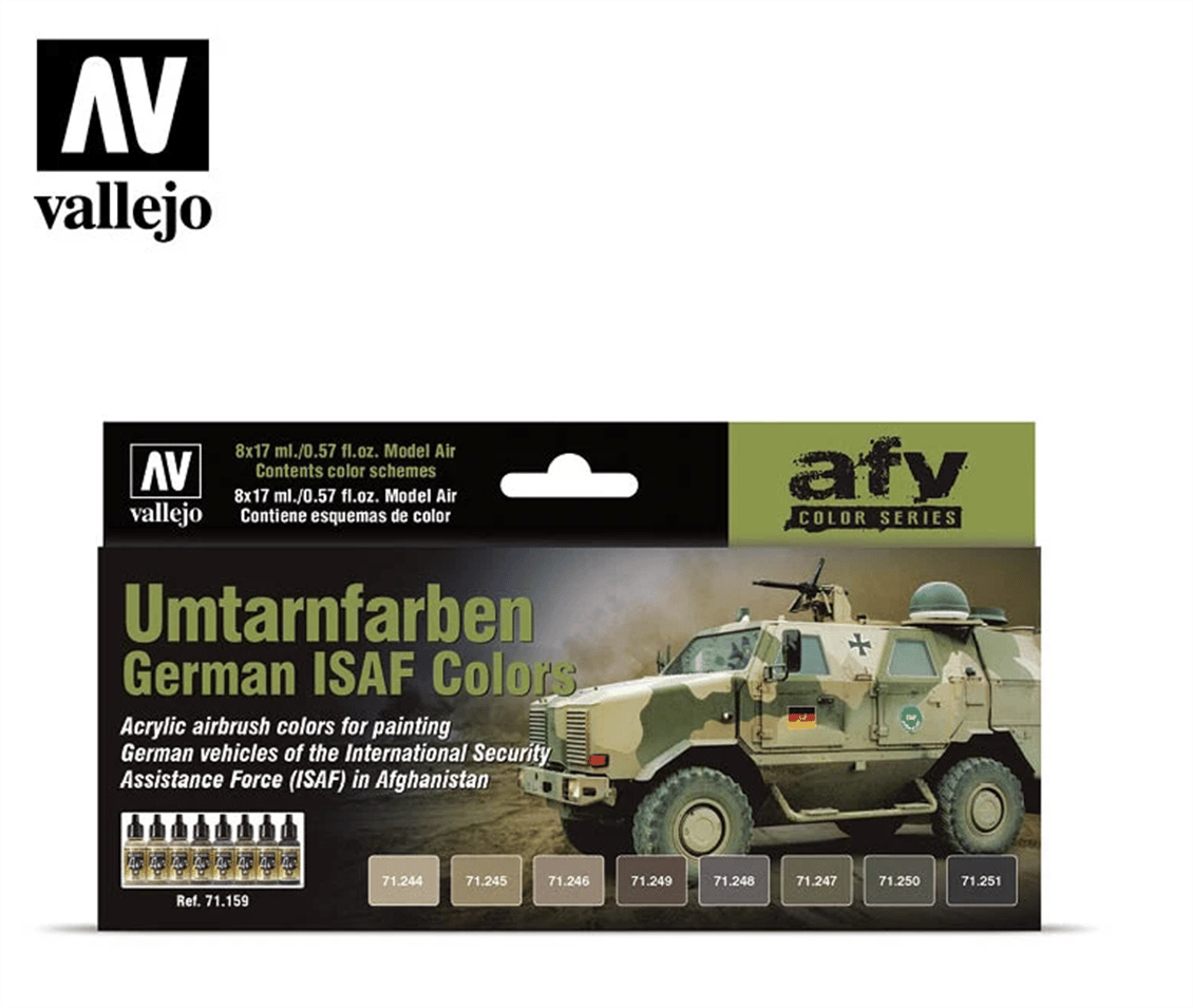 Vallejo 71159 8x18 ml. Camouflage Colors, Model Air Serisi Model Boyası Seti