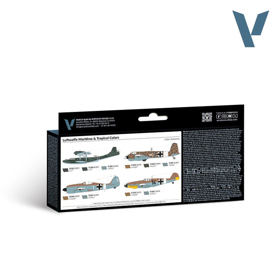 Vallejo 71164 8x18 ml. Luftwaffe Maritime & Tropical colors, Model Air Serisi Model Boyası Seti