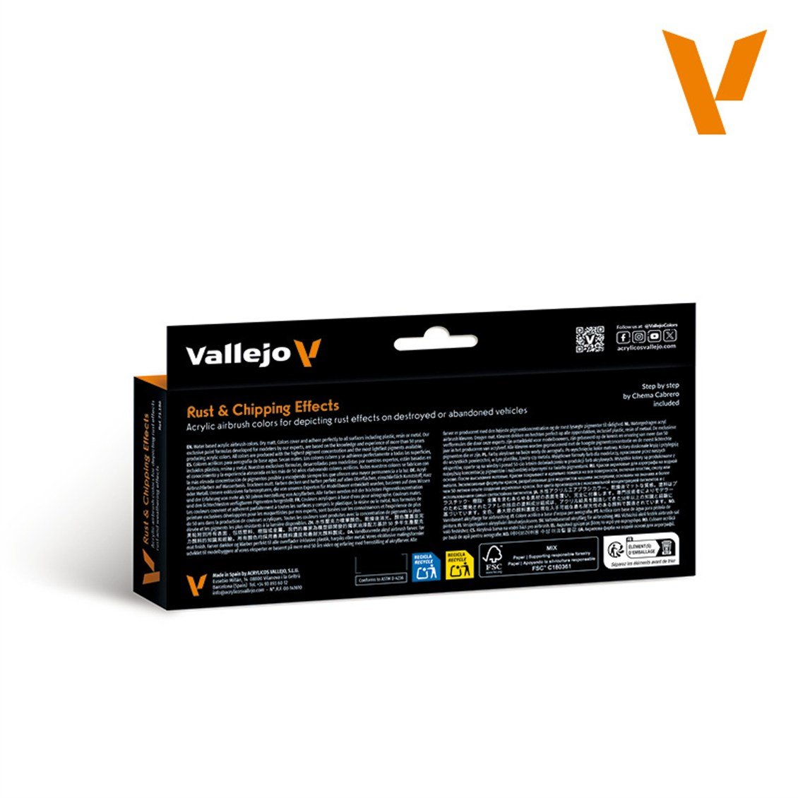 Vallejo 71186 8x18 ml. Rust & Chipping Effects, Model Air Serisi Model Boyası Seti
