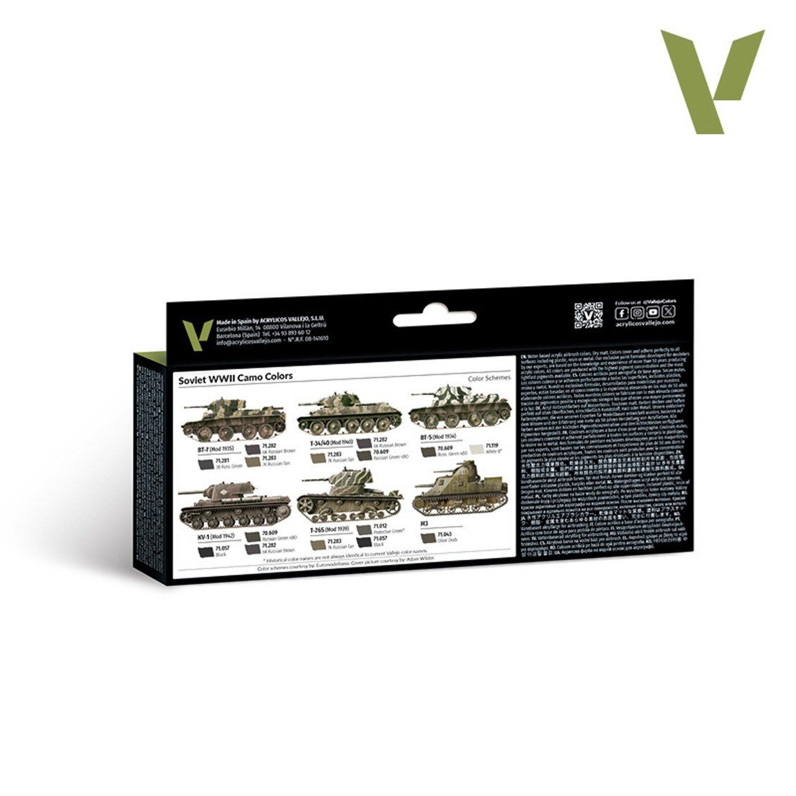 Vallejo 71188 8x18 ml. Soviet WWII Camo Colors, Model Air Serisi Model Boyası Seti