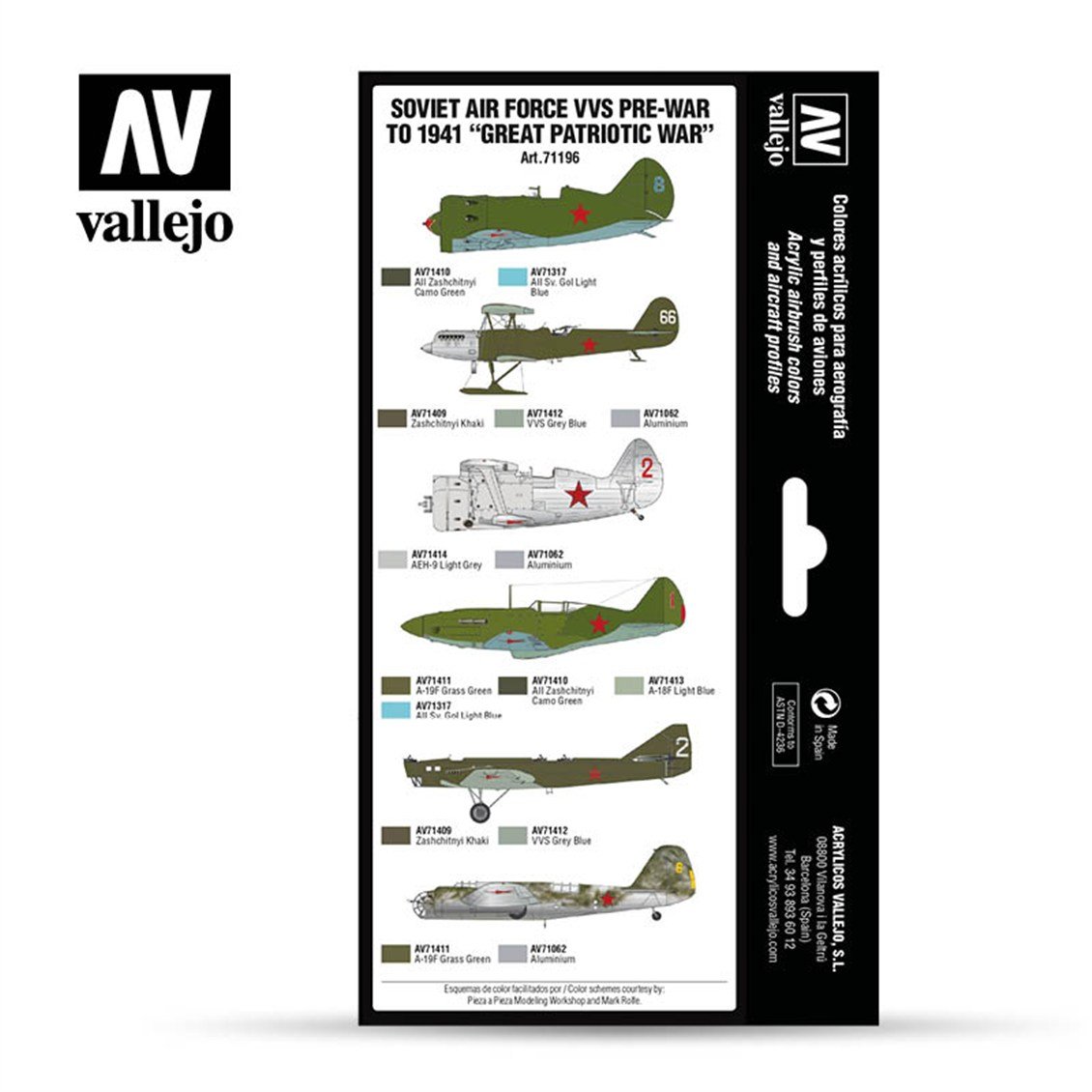 Vallejo 71196 16x18 ml. PreWar To 1941 Great Patriotic War , Model Air Serisi Model Boyası Seti