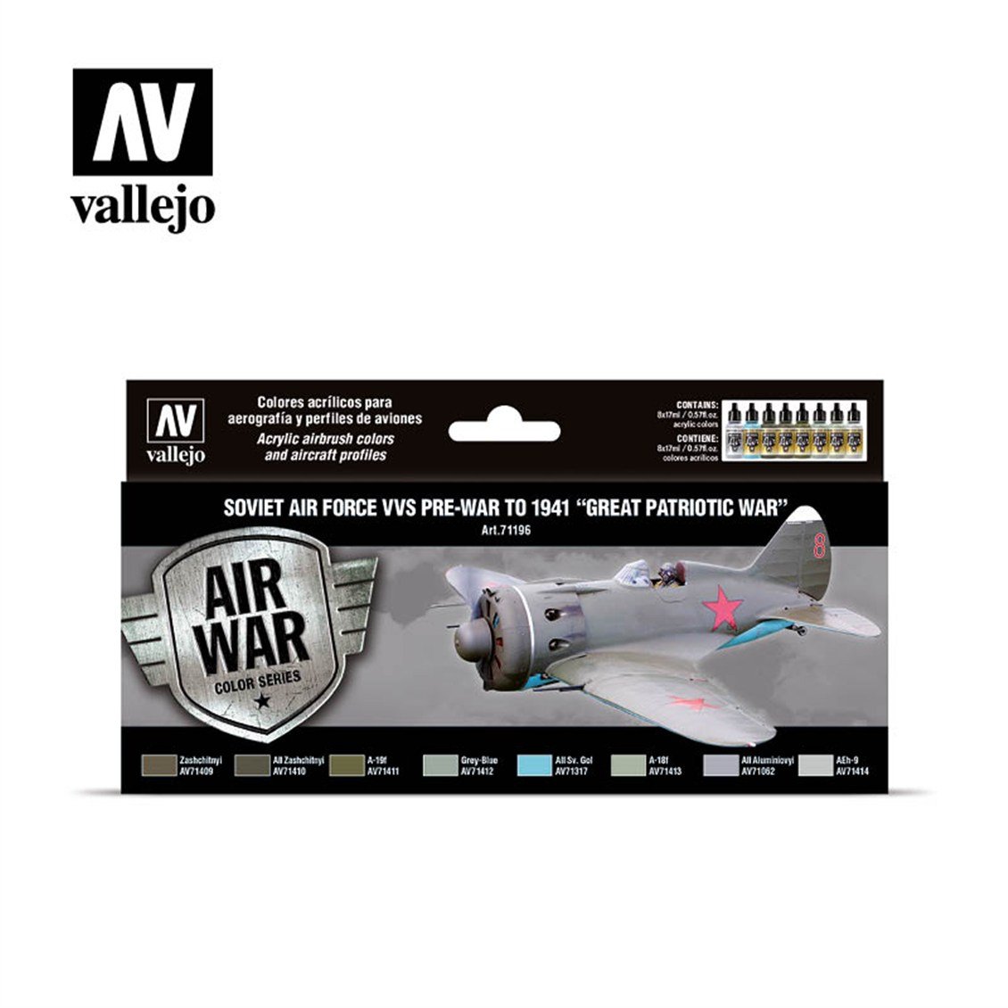 Vallejo 71196 16x18 ml. PreWar To 1941 Great Patriotic War , Model Air Serisi Model Boyası Seti