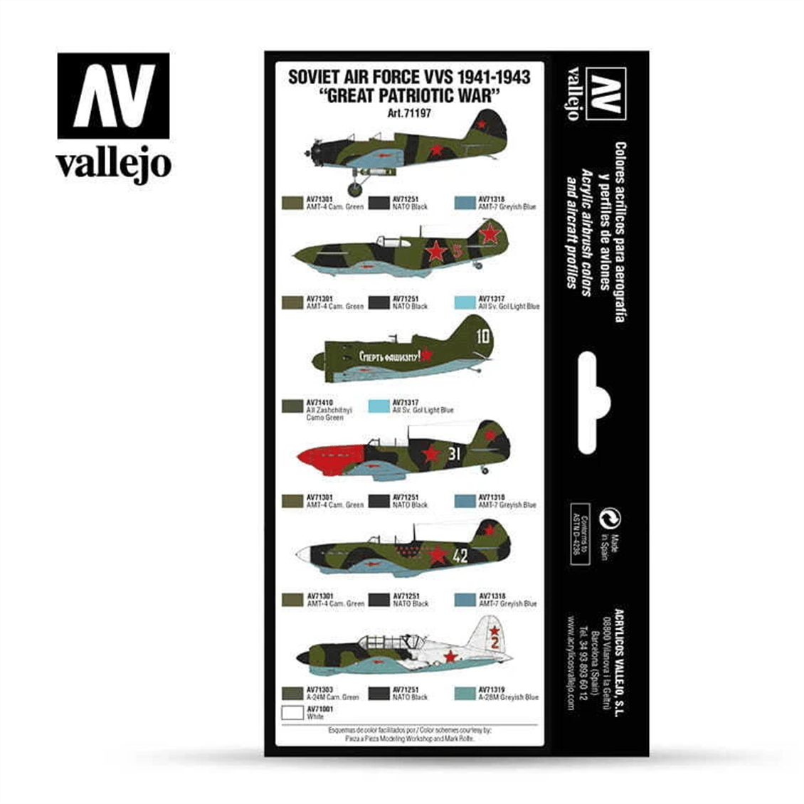 Vallejo 71197 16x18 ml. 1941 To 1943 Great Patriotic War, Model Air Serisi Model Boyası Seti