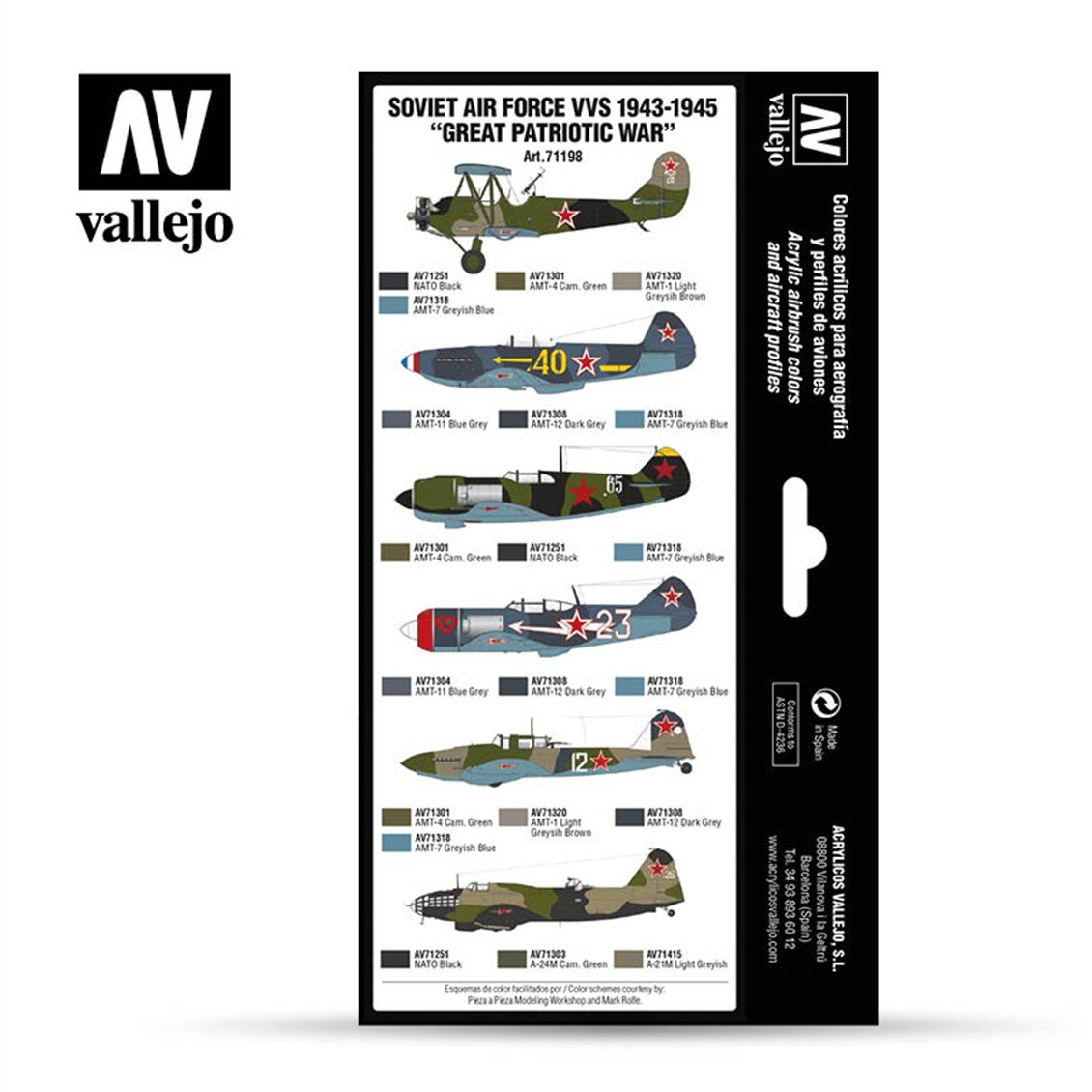 Vallejo 71198 16x18 ml. 1943  To 1945 Great Patriotic War , Model Air Serisi Model Boyası Seti