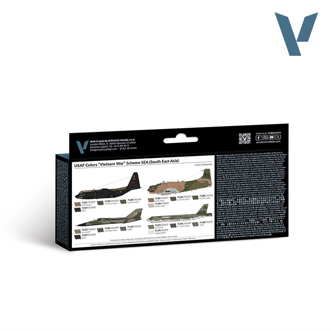 Vallejo 71204 8x18 ml. USAF colors “Vietnam War” Scheme SEA (South East Asia), Model Air Serisi Model Boyası Seti