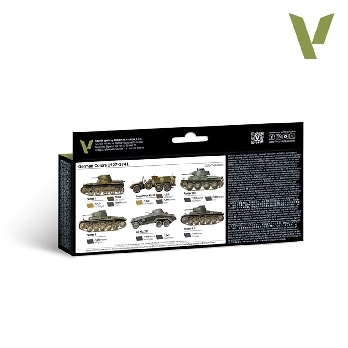 Vallejo 71205 8x18 ml. Soviet WWII Camo Colors, Model Air Serisi Model Boyası Seti