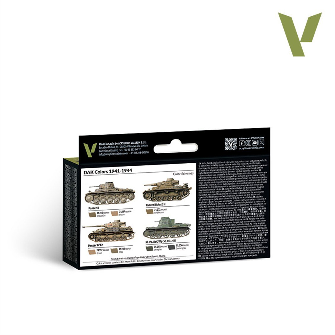 Vallejo 71207 6x18 ml. DAK Colors 1941-1944, Model Air Serisi Model Boyası Seti