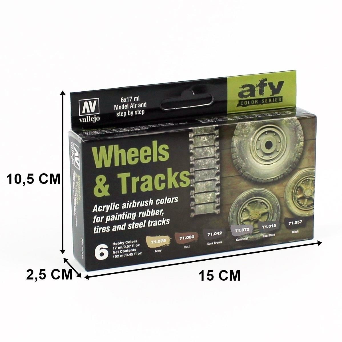 Vallejo 71213 6x18 ml. Tekerlek ve Palet Renkleri, , Model Air Serisi Model Boyası Seti