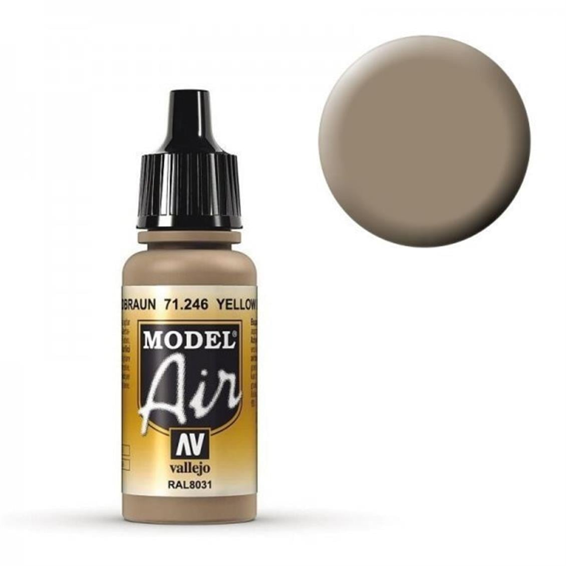 Vallejo 71246 18 ml. Camouflage Sandbrown RAL 8031, Model Air Serisi Model Boyası