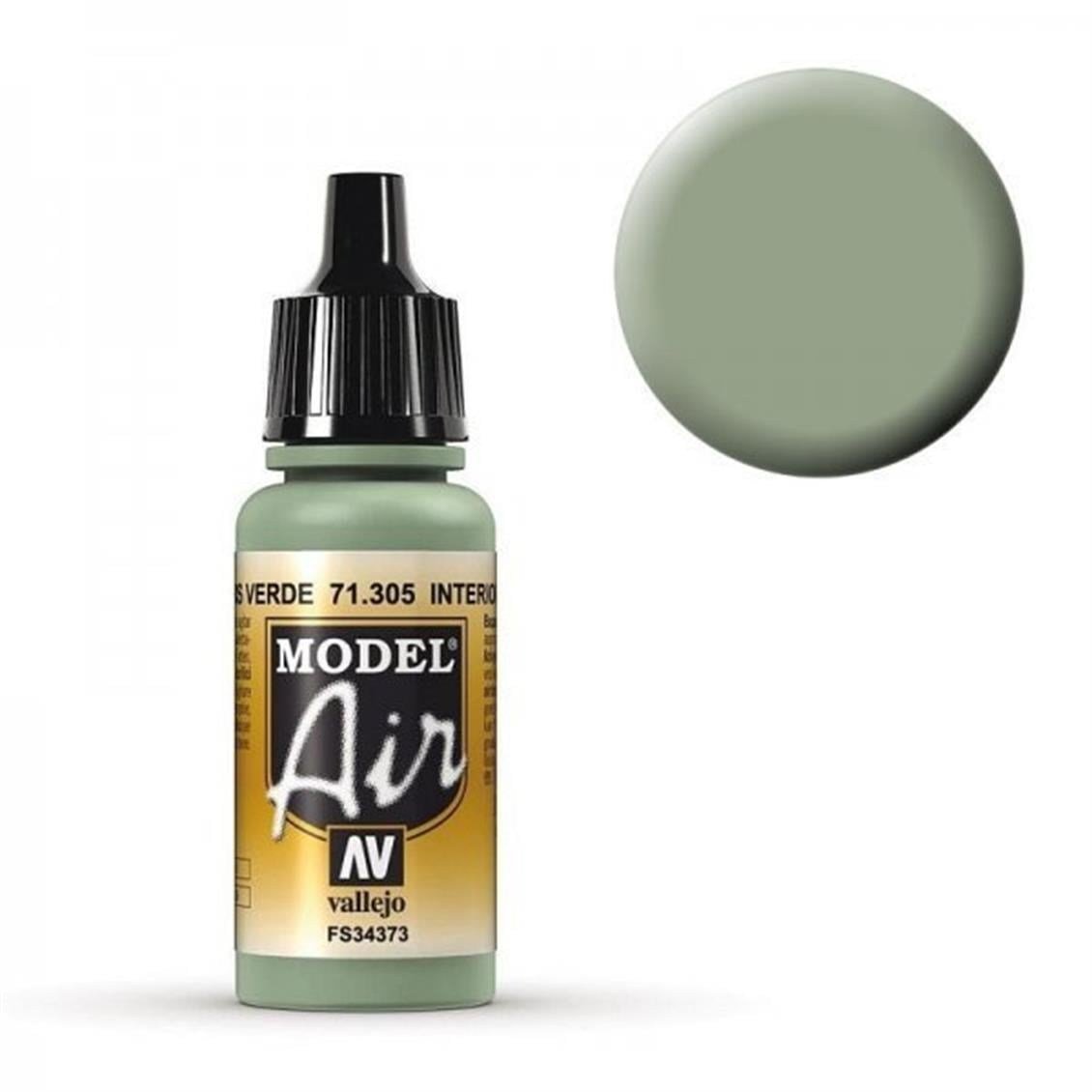 Vallejo 71305 18 ml. Interior Grey Green, Model Air Serisi Model Boyası