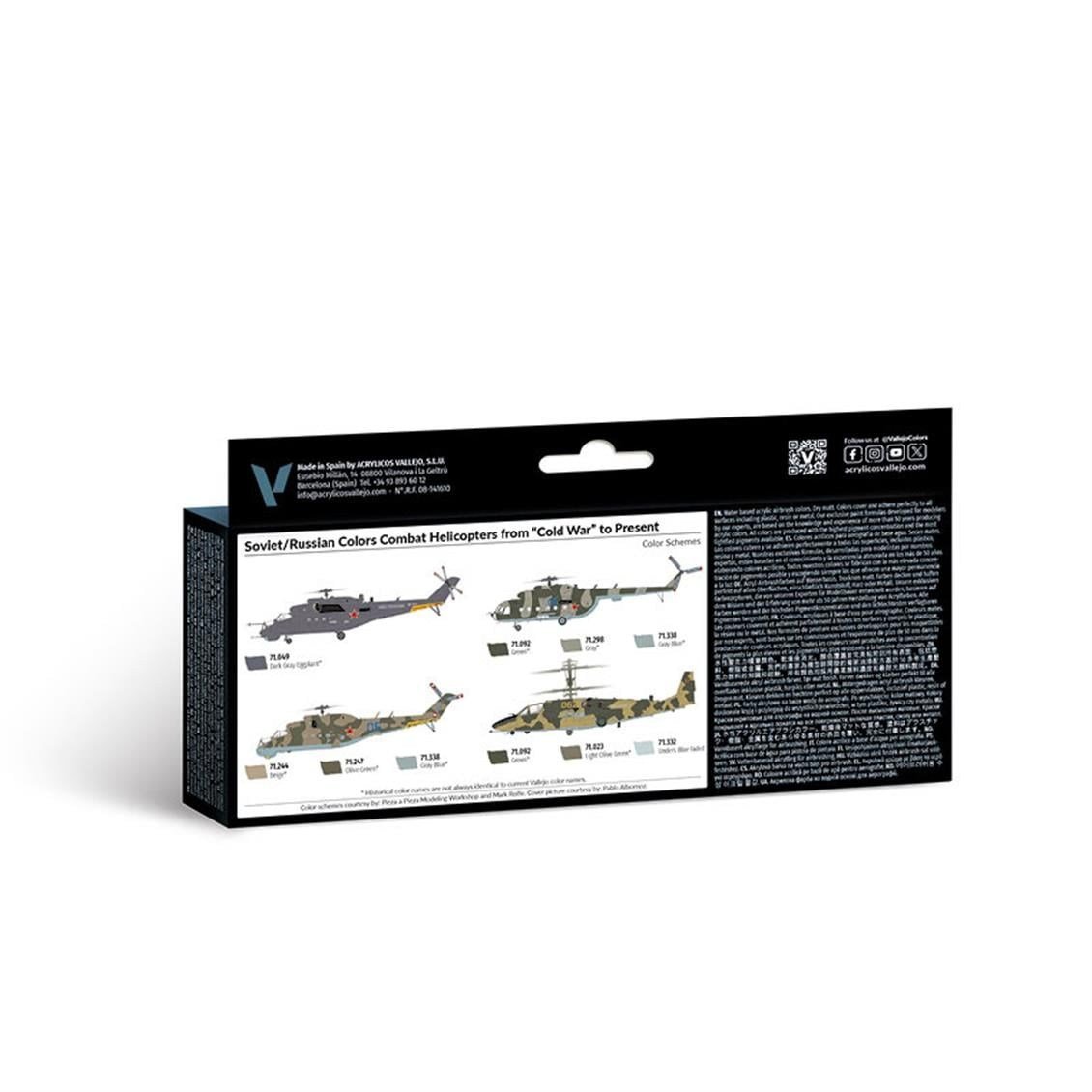Vallejo 71601 8x18 ml. Soviet/Russian Colors Combat Helicopters post WWII to present, Model Air Serisi Model Boyası Seti