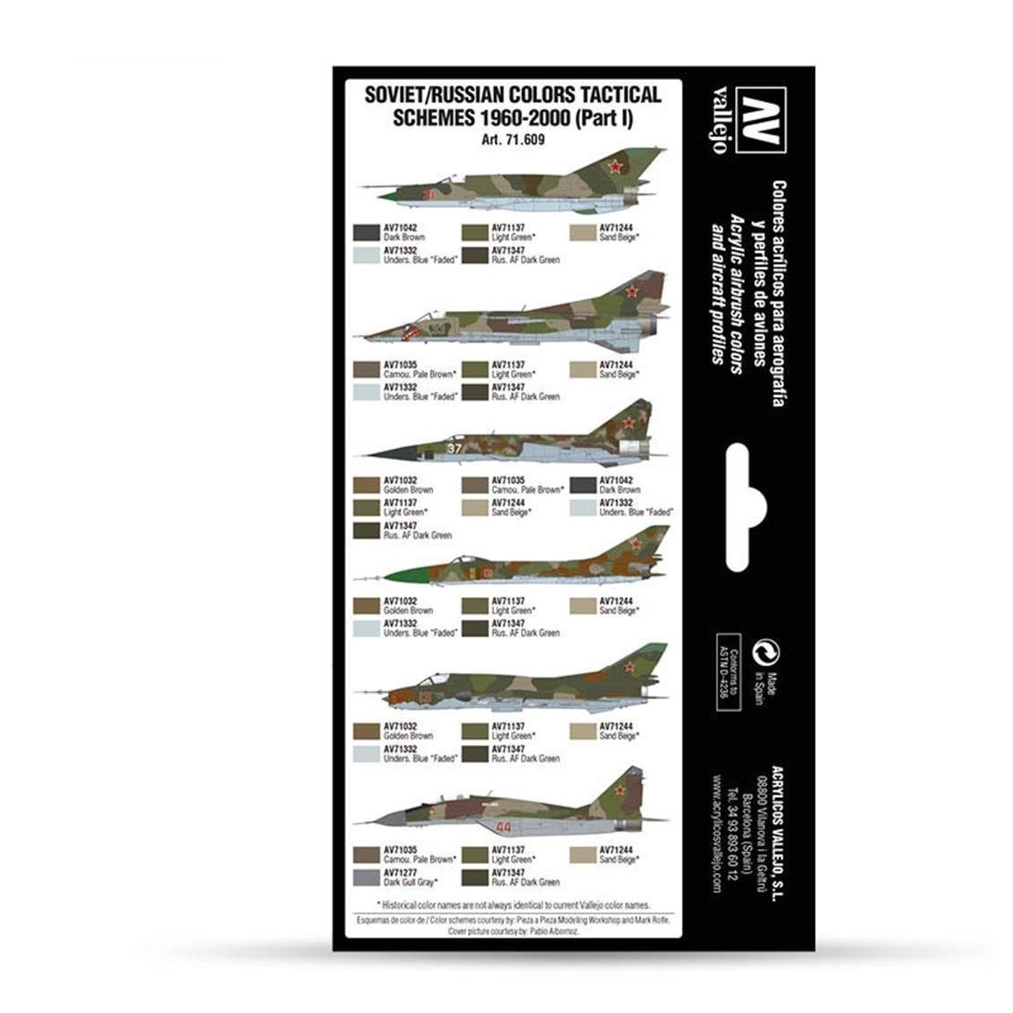 Vallejo 71609 8x18 ml. Soviet/Russian Colors Tactical Schemes 1960-2000 (Part I), Model Air Serisi Model Boyası Seti