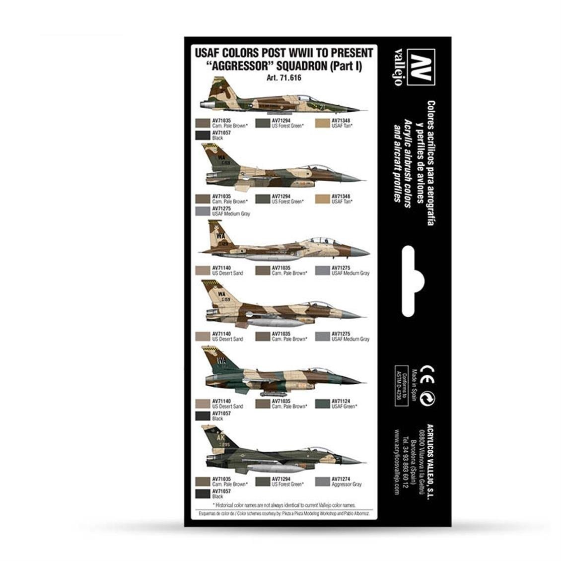 Vallejo 71616 8x18 ml. USAF Colors post WWII to present Aggressor Squadron Part I, Model Air Serisi Model Boyası Seti