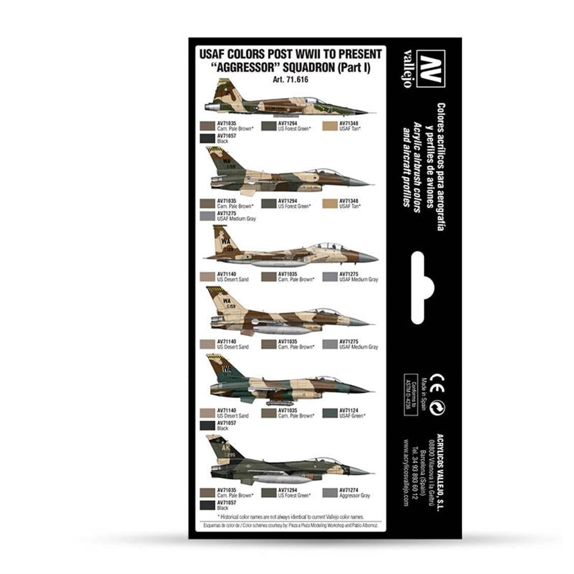 Vallejo 71616 8x18 ml. USAF Colors post WWII to present Aggressor Squadron Part I, Model Air Serisi Model Boyası Seti