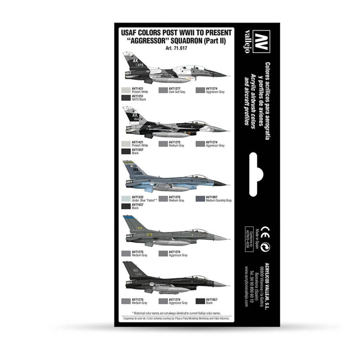 Vallejo 71617 8x18 ml. USAF Colors post WWII to present Aggressor Squadron Part II, Model Air Serisi Model Boyası Seti