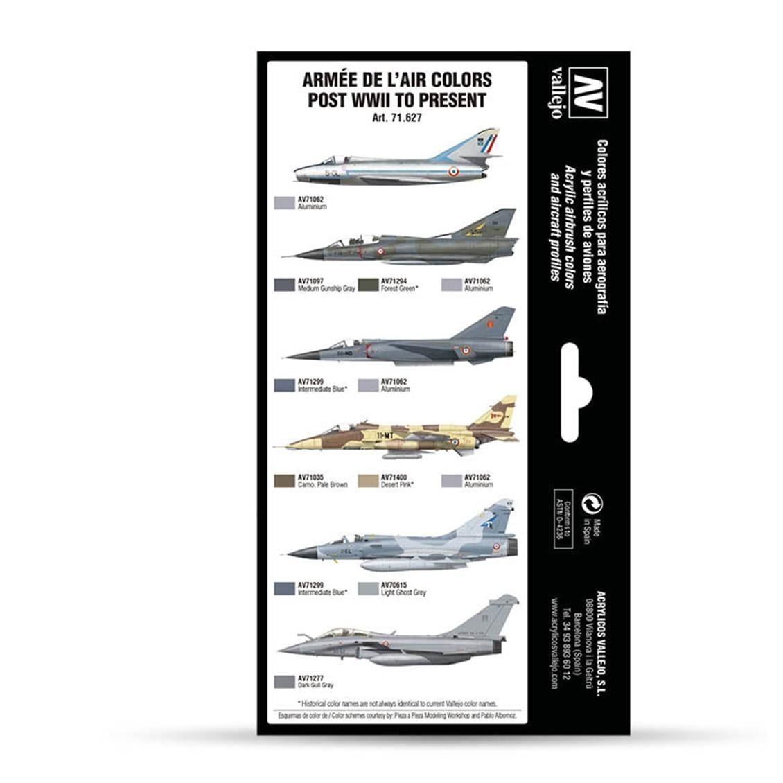 Vallejo 71627 8x18 ml. Armée de l'Air Colors post WWII to present, Model Air Serisi Model Boyası Seti