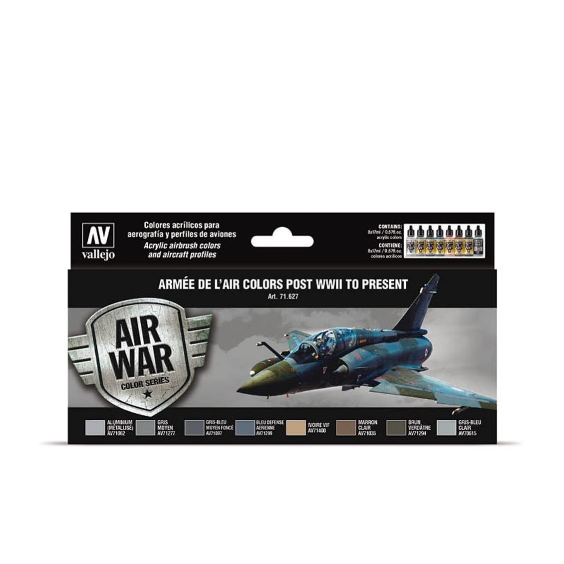 Vallejo 71627 8x18 ml. Armée de l'Air Colors post WWII to present, Model Air Serisi Model Boyası Seti