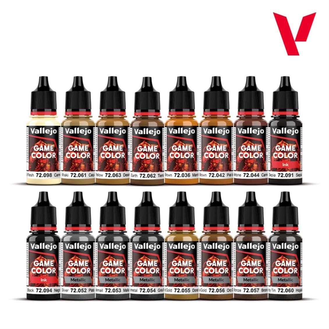 Vallejo 72189 16x18 ml. Deri ve Metal Renkleri, Game Color Serisi Model Boyası Seti