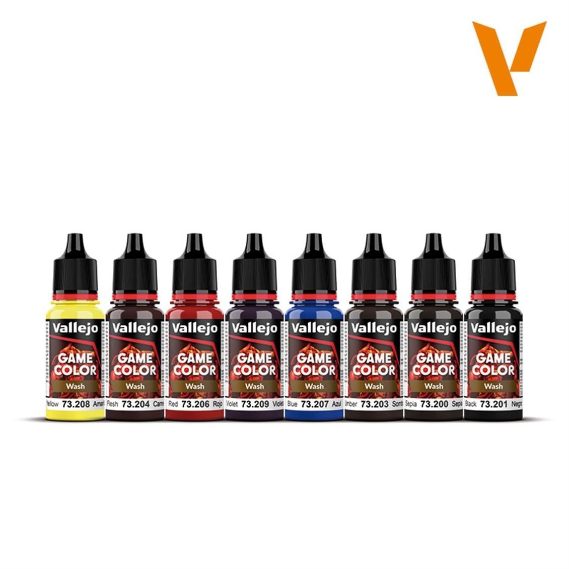 Vallejo 72190 8x18 ml. Wash Set, Game Color Serisi Model Boyası