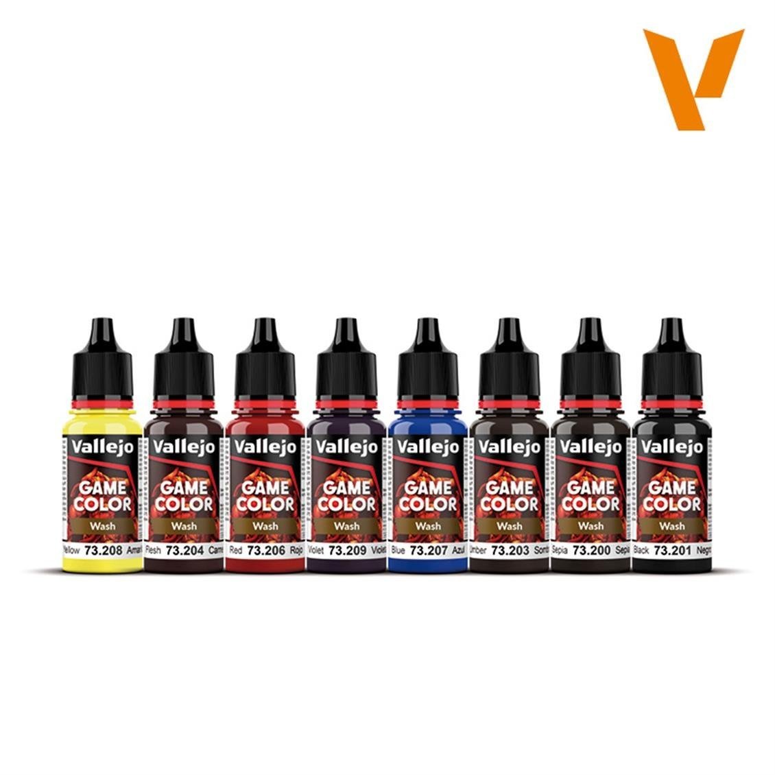 Vallejo 72190 8x18 ml. Wash Set, Game Color Serisi Model Boyası