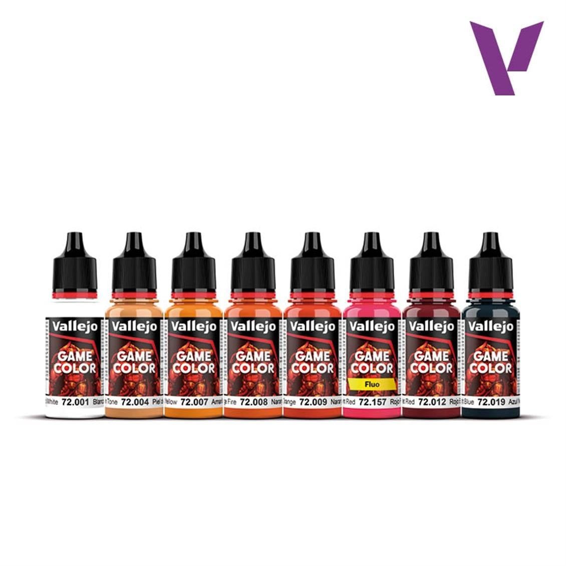 Vallejo 72196 8X18 ml. Fire Dragons, Game Color Serisi Model Boyası Seti